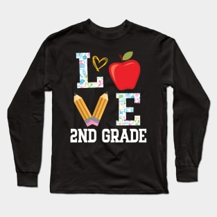 Love 2nd Grade Student Teacher Happy Back To School Day Long Sleeve T-Shirt